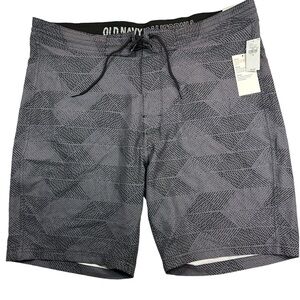Old Navy California Deep Grey/Black Built-In Flex Board Shorts Swim NWT Size 36
